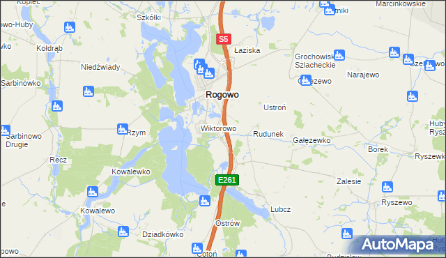 mapa Rogówko gmina Rogowo, Rogówko gmina Rogowo na mapie Targeo