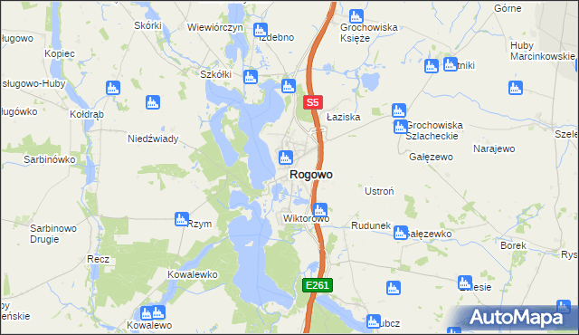 mapa Rogowo powiat żniński, Rogowo powiat żniński na mapie Targeo