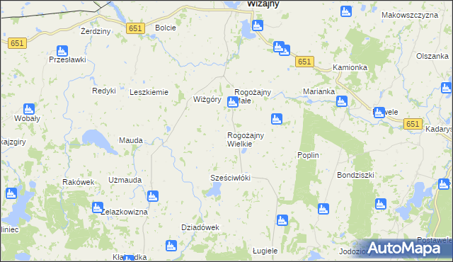 mapa Rogożajny Wielkie, Rogożajny Wielkie na mapie Targeo