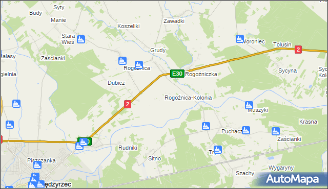 mapa Rogoźnica-Kolonia, Rogoźnica-Kolonia na mapie Targeo