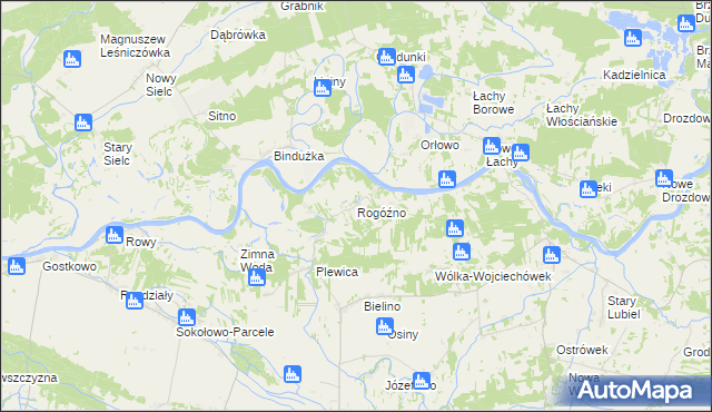 mapa Rogóźno gmina Rząśnik, Rogóźno gmina Rząśnik na mapie Targeo