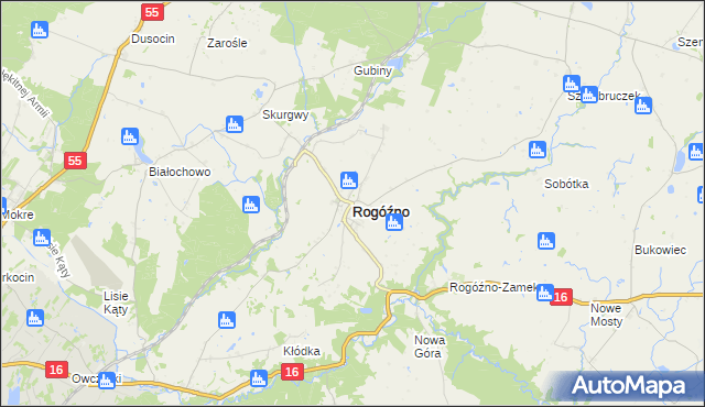 mapa Rogóźno powiat grudziądzki, Rogóźno powiat grudziądzki na mapie Targeo