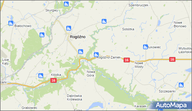 mapa Rogóźno-Zamek, Rogóźno-Zamek na mapie Targeo