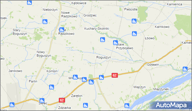 mapa Roguszyn gmina Czerwińsk nad Wisłą, Roguszyn gmina Czerwińsk nad Wisłą na mapie Targeo