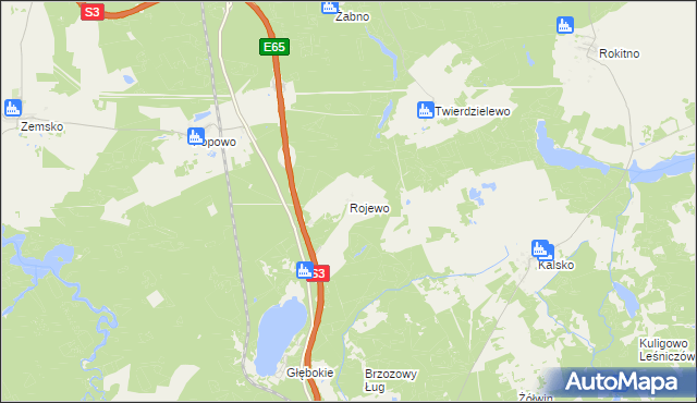 mapa Rojewo gmina Międzyrzecz, Rojewo gmina Międzyrzecz na mapie Targeo