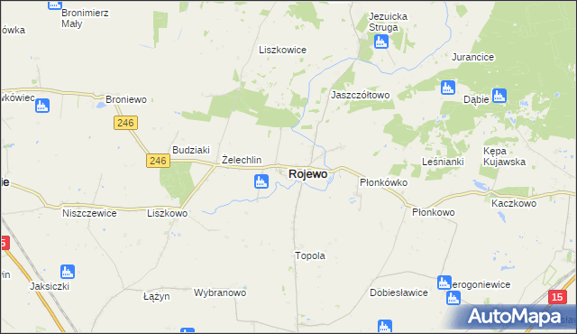 mapa Rojewo powiat inowrocławski, Rojewo powiat inowrocławski na mapie Targeo