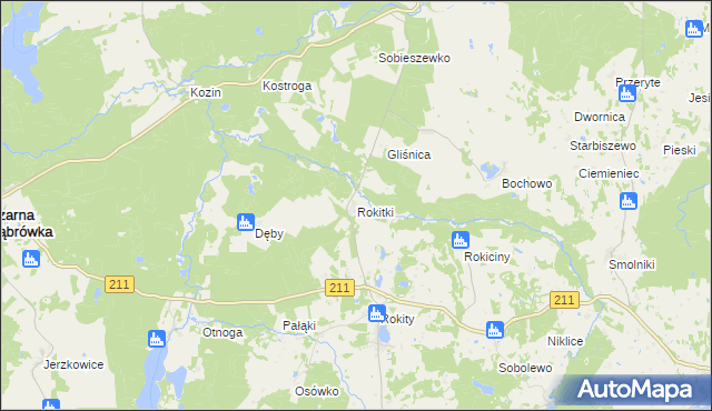 mapa Rokitki gmina Czarna Dąbrówka, Rokitki gmina Czarna Dąbrówka na mapie Targeo