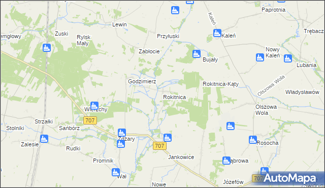 mapa Rokitnica gmina Nowe Miasto nad Pilicą, Rokitnica gmina Nowe Miasto nad Pilicą na mapie Targeo