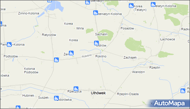 mapa Rokitno gmina Ulhówek, Rokitno gmina Ulhówek na mapie Targeo