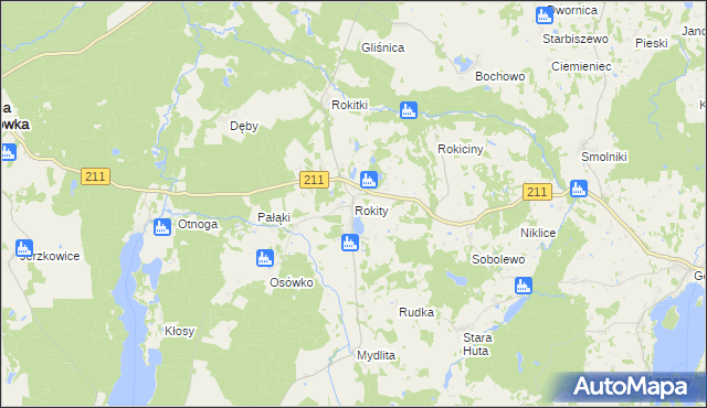 mapa Rokity gmina Czarna Dąbrówka, Rokity gmina Czarna Dąbrówka na mapie Targeo