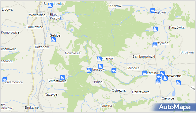 mapa Romanów gmina Przeworno, Romanów gmina Przeworno na mapie Targeo