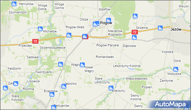 mapa Romanówek, Romanówek na mapie Targeo