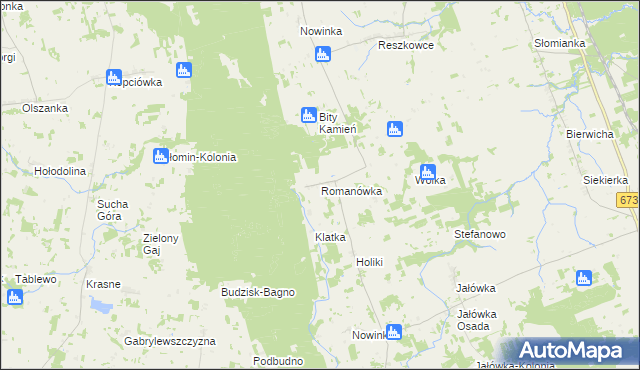 mapa Romanówka gmina Sidra, Romanówka gmina Sidra na mapie Targeo