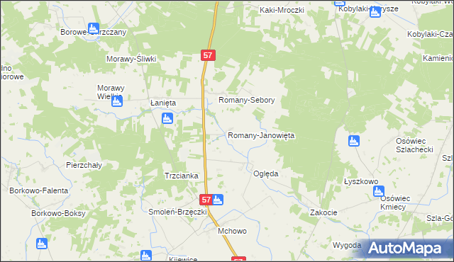 mapa Romany-Janowięta, Romany-Janowięta na mapie Targeo