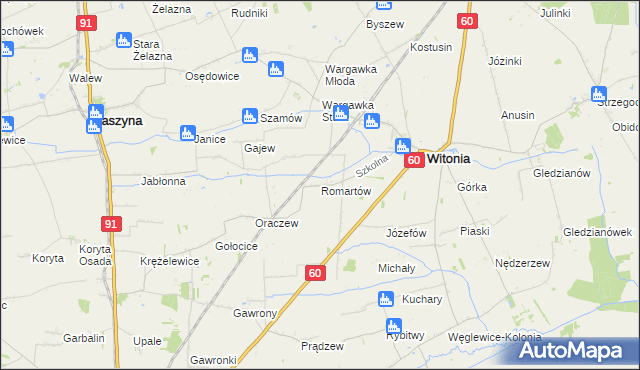 mapa Romartów, Romartów na mapie Targeo