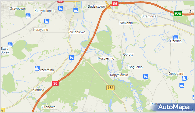 mapa Rościęcino, Rościęcino na mapie Targeo