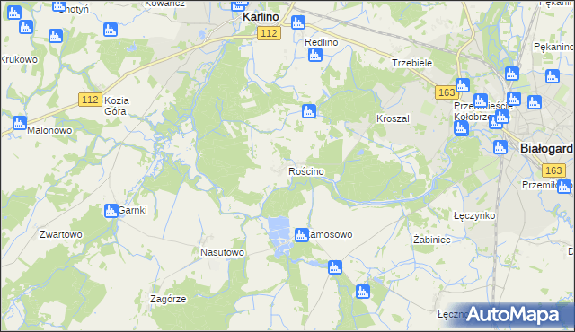 mapa Rościno, Rościno na mapie Targeo