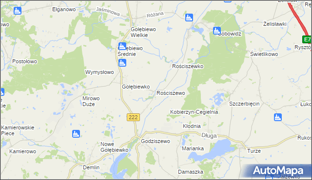 mapa Rościszewo gmina Trąbki Wielkie, Rościszewo gmina Trąbki Wielkie na mapie Targeo