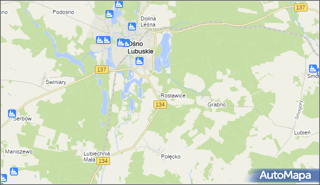 mapa Rosławice, Rosławice na mapie Targeo