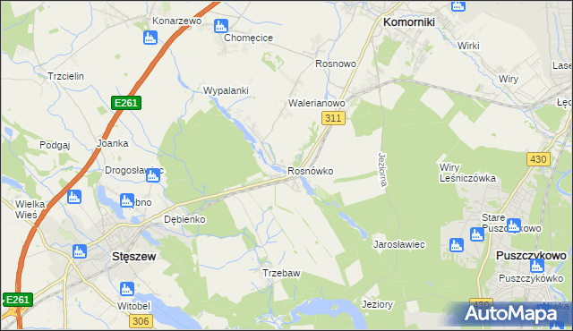 mapa Rosnówko gmina Komorniki, Rosnówko gmina Komorniki na mapie Targeo