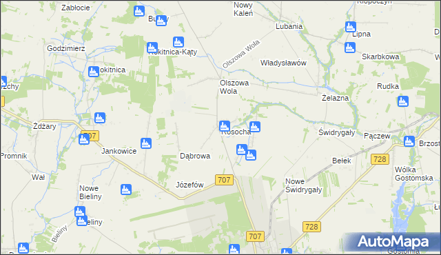 mapa Rosocha gmina Nowe Miasto nad Pilicą, Rosocha gmina Nowe Miasto nad Pilicą na mapie Targeo