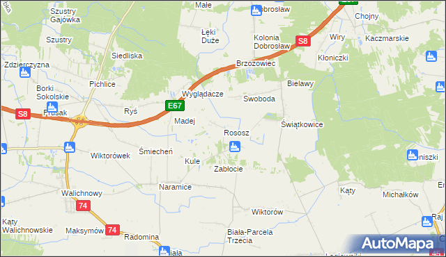 mapa Rososz gmina Biała, Rososz gmina Biała na mapie Targeo