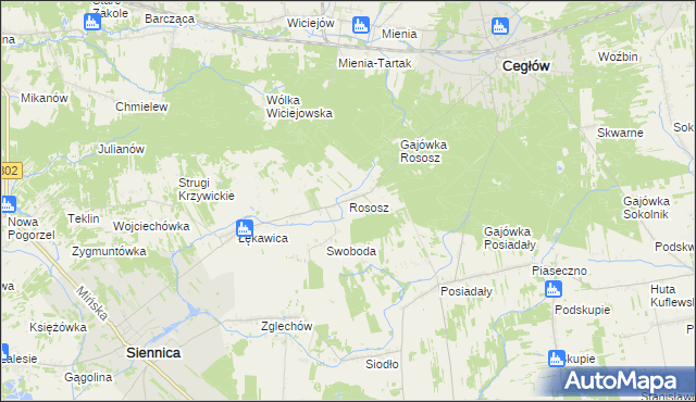 mapa Rososz gmina Cegłów, Rososz gmina Cegłów na mapie Targeo