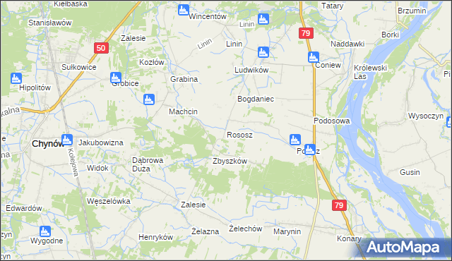 mapa Rososz gmina Chynów, Rososz gmina Chynów na mapie Targeo