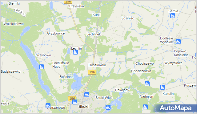 mapa Roszkowo gmina Skoki, Roszkowo gmina Skoki na mapie Targeo