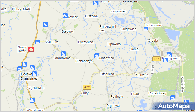 mapa Roszowice, Roszowice na mapie Targeo