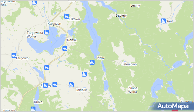 mapa Rów gmina Dźwierzuty, Rów gmina Dźwierzuty na mapie Targeo