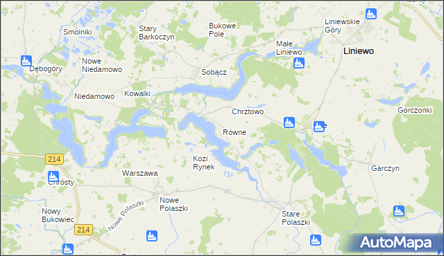 mapa Równe gmina Liniewo, Równe gmina Liniewo na mapie Targeo