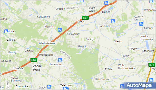 mapa Rozalin gmina Nadarzyn, Rozalin gmina Nadarzyn na mapie Targeo