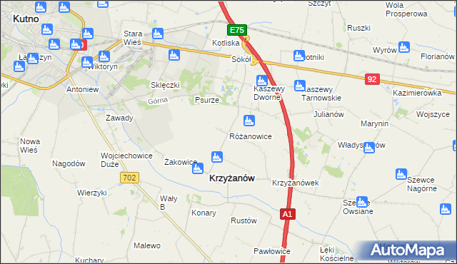 mapa Różanowice, Różanowice na mapie Targeo