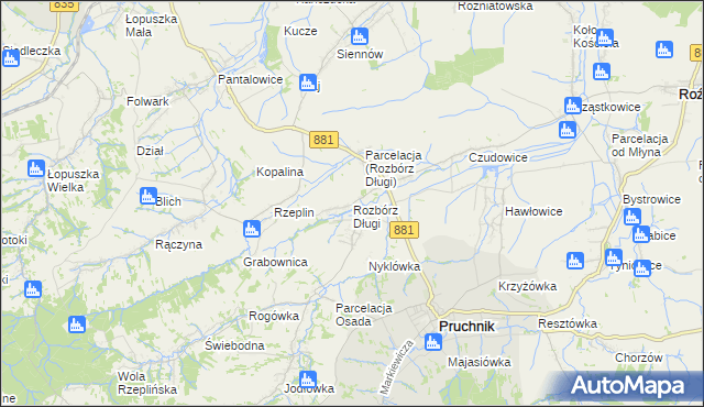 mapa Rozbórz Długi, Rozbórz Długi na mapie Targeo