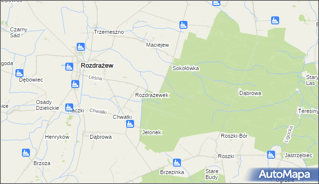 mapa Rozdrażewek gmina Krotoszyn, Rozdrażewek gmina Krotoszyn na mapie Targeo