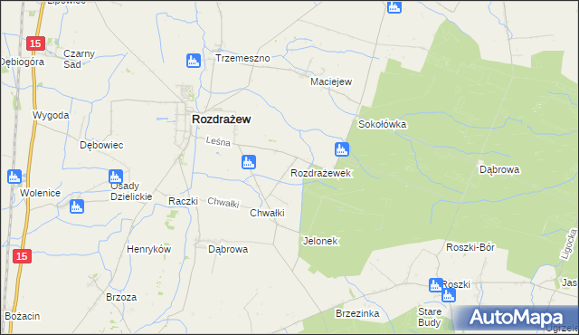 mapa Rozdrażewek gmina Rozdrażew, Rozdrażewek gmina Rozdrażew na mapie Targeo