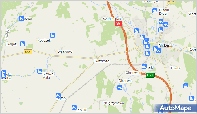 mapa Rozdroże Kolonia, Rozdroże Kolonia na mapie Targeo