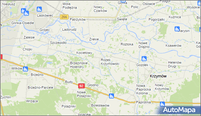 mapa Rożek Krzymowski, Rożek Krzymowski na mapie Targeo