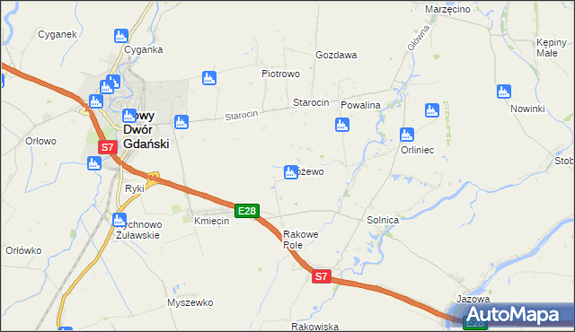 mapa Różewo gmina Nowy Dwór Gdański, Różewo gmina Nowy Dwór Gdański na mapie Targeo