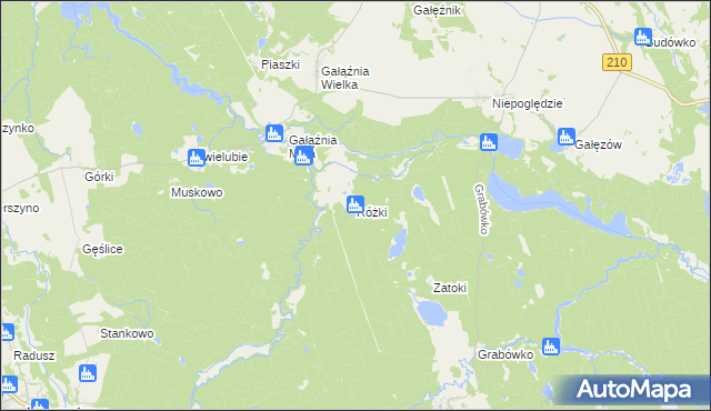 mapa Różki gmina Kołczygłowy, Różki gmina Kołczygłowy na mapie Targeo