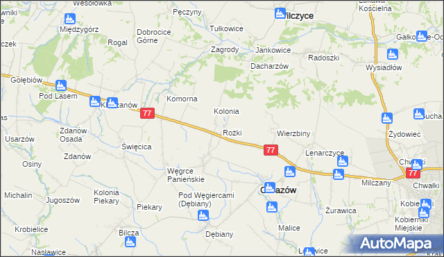 mapa Rożki gmina Obrazów, Rożki gmina Obrazów na mapie Targeo