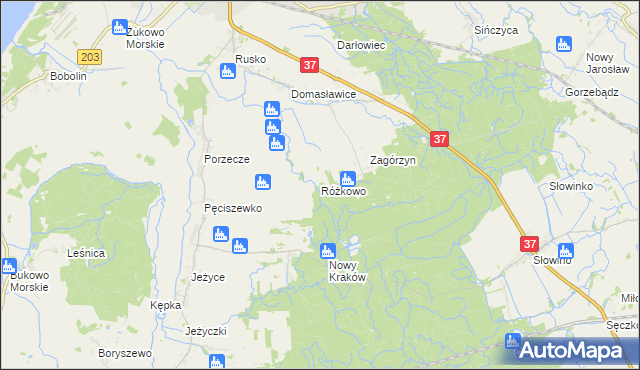 mapa Różkowo, Różkowo na mapie Targeo