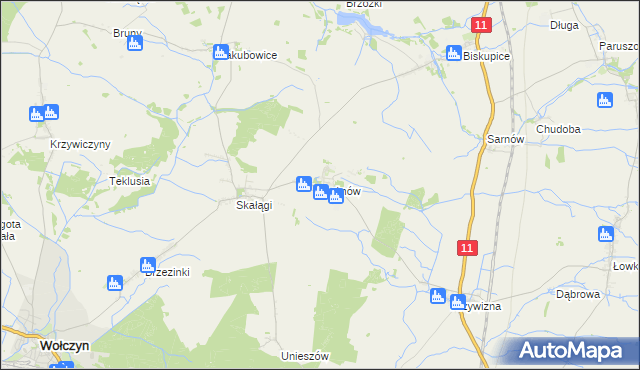 mapa Rożnów gmina Wołczyn, Rożnów gmina Wołczyn na mapie Targeo