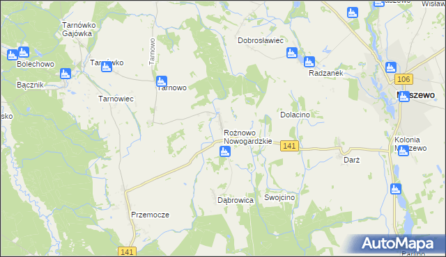 mapa Rożnowo Nowogardzkie, Rożnowo Nowogardzkie na mapie Targeo