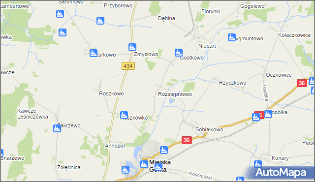 mapa Rozstępniewo, Rozstępniewo na mapie Targeo