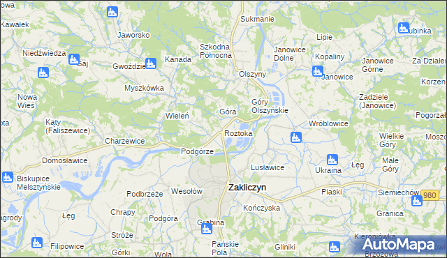 mapa Roztoka gmina Zakliczyn, Roztoka gmina Zakliczyn na mapie Targeo