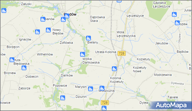 mapa Roztworów gmina Błędów, Roztworów gmina Błędów na mapie Targeo