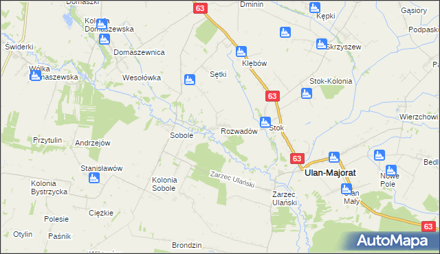 mapa Rozwadów gmina Ulan-Majorat, Rozwadów gmina Ulan-Majorat na mapie Targeo