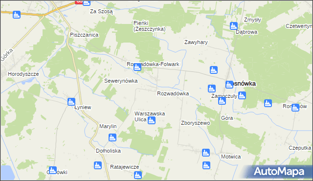 mapa Rozwadówka gmina Sosnówka, Rozwadówka gmina Sosnówka na mapie Targeo